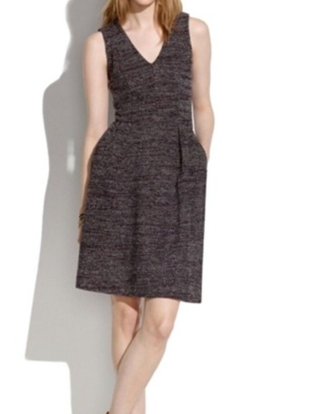 Madewell Terrace Tweed V Neck Sleeveless Dress Small